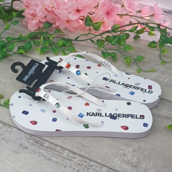 Karl Lagerfeld Flip Flops NEW - Picture 1 of 8